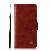 For Sony Xperia L1 Retro Copper Button Crazy Horse Horizontal Flip PU Leather Case with Holder & Card Slots & Wallet & Lanyard(Wine Red)