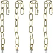 uxcell 1 Ft Light Fixture Chain, 4 Set Lighting Chain Metal Looping Link with Quick Link Screw Lock Connectors Up to 110 lbs for Pendant Lights Chandeliers Swag Lights, Bronze