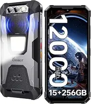FOSSIBOT F106 Pro Rugged Phone Unlocked Android 14-15GB+256GB, 12000mAh-30W Smartphones, 6.58" FHD+ Phone, 48MP+20MP Night Vision Camera, 110db Speaker 512LM Camp Light Cell Phones/4G Dual SIM/NFC/OTG