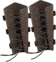 Outanaya 1 Pair Personalized Punk Wristbands Leather Vambraces Cosplay Wristband Medieval Accessory Renaissance Costume Gauntlet Archery Bracer Medieval Cosplay Supply Arm Man Knight