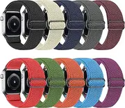Tiptops 10 PACK Elastic Watch Band Compatible with Apple Watch Band 38mm 40mm 41mm 42mm 44mm 45mm 49mm , Adjustable Length, Stretch Nylon Sports Watch Strap, Compatible with iWatch Bands Series 8/7/SE/6/5/4/3/2/1/SE for Men Women