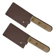 2Pcs PU Leather Knife Sheath Meat Cleaver Sheath Waterproof Knife Guard Brown