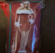 New Santa Sweetie Costume Faux Fur Off Shoulder Red Velvet Small And Hat #p213