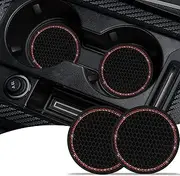 2 Pack Bling Car Coasters for Cup Holders, Auto Universal Cup Holder Insert Coaster Anti Slip Crystal Vehicle Interior Accessories Cup Mats for Women and Girls Red