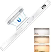 Ferswe 5W Dimmable Under Cabinet Kitchen Lights,Wardrobe Lights Adjustable 3 Colors,120 LED Stick On Mirror Lights,2500mAh Rechargeable Battery Display Lights for Cupboard,Closet,Makeup,Bedroom,Wall