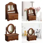 Wood Desk Makeup Mirror Wooden Table Top Vanity Mirror Vintage Tabletop