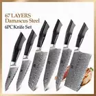 6Pcs Knife Set Chef Santoku Utility Cleaver 67 Layers Damascus Steel G10 Handle