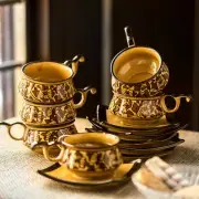Ceramic Coffee Cups Set & Tea Cups Set of 6 with Saucer sets (150 ML, Brown)