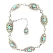 Ariat Women's Concho Chain Belt with Turquoise - Silver XL