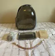 Bird Travel Backpack Carrier - Space Capsule Clear Bubble Window - W/Accessories