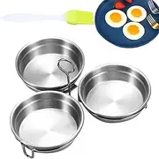 Stainless Steel Egg Poacher, Egg Poacher Pan, Round Egg Cooker, Poached Egg Pan Maker, Non-Stick Stainless Steel Poached Egg Cups with Brush, Poached Egg Moulds