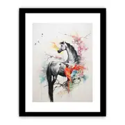Bird And Horse Dripping Color Framed Art Framed print Art Poster