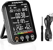 Formaldehyde Detector, Digital Air Quality Meter 4in1 Indoor HCHO/TVOC Humidity Temperature Pollution Tester, Electrochemical Sensor HCHO Meter with Touch Key, 2000mA Type-C Charging, Clock