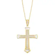 9ct Yellow Gold with Cubic Zirconia Crucifix Pendant