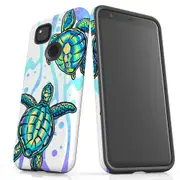 For Google Pixel 4a Case Tough Protective Cover Swimming Turtles
