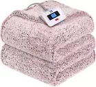 Electric Blanket Twin Size, Soft Sherpa Heated Blanket Single Control with 10 He