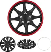 Cobra-Tek Set of 4 Hubcaps Wheel Cover JDM Black Red Universal, Fits Steel Wheels, Tapas Para Rines, (16”, 15” inch R15 R16) Fits Toyota Corolla Honda Civic Nissan Altima Sentra Chevy Mazda Dodge Ford