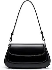 [Roymi] Simple Women's Bag Messenger Bag Genuine Leather High-end Fashion Versatile One-shoulder Underarm Saddle Bag, Black, One Size