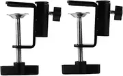 Generic 2pcs Microphone Clip Mics Para Desk Boom Microphone Stand Holder Multiple Holder Headphone Microphone Table Clamp Two Bar Desk c Clamp Guitar Tuner Clip Pole Black Alloy
