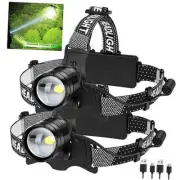 Headlamp Rechargeable 2 Pack, 990000 Lumen Bright LED Headlamps for Adults,