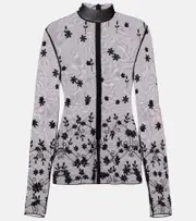 [Toteme] Toteme Embroidered tulle blouse AU 8 black