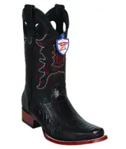 WILD WEST CHERRY GENUINE OSTRICH LEG COWBOY BOOT RODEO-SQUARE-TOE (D)