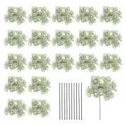 20 Sets Artificial Hydrangea Flower Heads with Stems for Bouquet,Dark Green