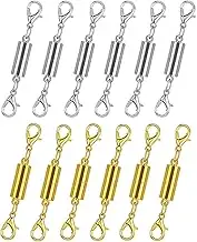 12 Pieces Fitted Magnetic Necklace Buckle and Close. Necklace Extension Band with Powerful Magnet. Magnetic Necklace Clasp for Jewelry Necklace Bracelet Production. Gold and Silver Plating