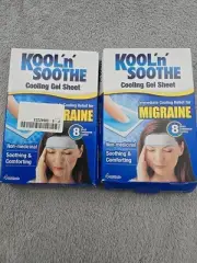 Kool n Soothe Migraine Cooling Strips - 8 Strips, Blue 2 X Boxes New