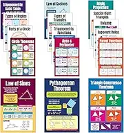 Decorably 16 Math Posters for High School, 11x17in Matte-Laminated Educational Math Classroom Decor