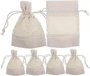 GETAJGHSD 6pcs Lace Canvas Drawstring Pocket Lace Bag Cute Small present Bags Lace Canvas Bag Jewelry Bags Drawstring Canvas Bags Embroidery Bag Cloth present Bags Canvas Drawstring Bags