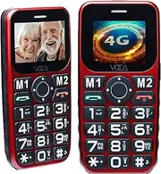 VOCA Big Button 4G Phone for Seniors Elderly | Unlocked 4G LTE | Amplified Volume | SOS Button | Speed Dial | Big Display Number | Big Button | Long Lasting | V141 (Red)