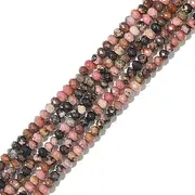 BEADIA Natural Rhodochrosite Beads 4x2mm 120pcs Faceted Rondelle Loose Semi Gemstone Beads for Jewelry Making Design