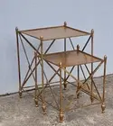 French style classical SET 2 NESTING COFFEE SIDE TABLE ACCENT antique gold NEW