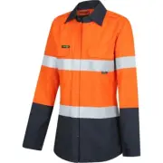 Womens FLAREX PPE2 Flame Resistant Inherent 190gsm Orange & Navy Taped Shirt ...