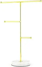 [JiaDima] Hanging Jewelry Organizer Metal T Bar Necklace Display Stand Earrings Holder for Marble Jewelries,Journey-Rings, Necklaces, Bracelets