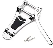 LIGIGWASH Jazz Guitar Bridge for Archtop Hollow Body Chrome Tailpiece with Roller Retaining Bar Vintage Design for True Effect for Semi Hollow Guitars