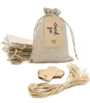 Burlap Drawstring Gift Bags w/Tags/Labels & Ties. 19. Wedding Favors Thanks
