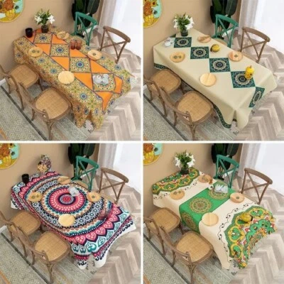 Bohemian Ethnic Print Desk Cloth Tablecloth Rectangle Table Cover Wedding Decor