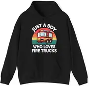 [X.Style] Just A Boy Who Loves Fire Trucks Firefighter Toddler ds034 Hoodie Black L
