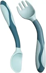 Baby Fork and Spoon - Baby Feeding Utensils | Bendable First Stage Infants Ladle, Tot Twisting Scoop and Fork, Ergonomic Grip Learning Tools for Meals, Weaning Cutlery for Kids