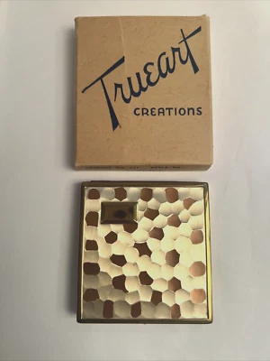 Mid-century Modern Trueart Creations Hammered Gold Copper Silver Compact USA NOS