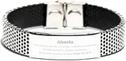 [Generic] Abuela Engraved Stainless Steel Bracelet - Inspirational Psalm 145: 18-19 Gifts for Birthday, Christmas, Graduation - Unique Jewelry for Abuela, Hope and Confidence - Perfect Token of Love for Abu,