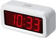 Battery Operated Only Digital Alarm Clock with 3cm Large LED Display. You Can Place It Anywhere. 4pcs Batteries Can Keep the Time Display Day and Night for More Than One Year (White)