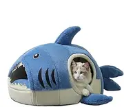 Cat Nest, Sharks-Shaped Warm Kitten Bed, Cute Thickened Pet Kennel, S-50x40x26cm/M-55x45x30cm, Soft and Comfortable Design, Ideal for Cats and Small Dogs, Cozy Nest for Sleeping