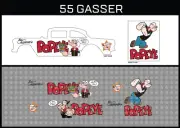 Hot Wheels (1/64), 55 Gasser "Popeye" Waterslide, Printed White First, Decals