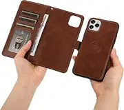 GoshukunTech for iPhone 11 Pro Max Case,for iPhone 11 Pro Max Phone Cover [2 in 1 Wallet Leather Case] Detachable Magnetic Flip Cover with Card Slots,Wrist Strap-Brown