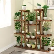 Fin X-Large 11-Tiered Wood Plant Stand Plants Pots Shelf Rack Organizer Living Room