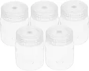 Mikinona 5 Pack Plastic Solid Powder Medicine Cylindrical Container Reusable Lab Chemicals Storage Bottles 240ml