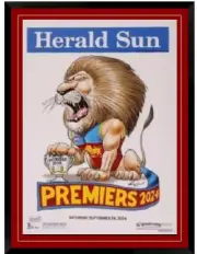 BRISBANE LIONS 2024 AFL GRAND FINAL PREMIERS MARK KNIGHT WEG PREMIERSHIP FRAMED